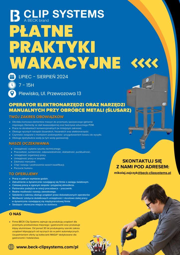 Płatne praktyki wakacyjne ofera od BECK Clip System